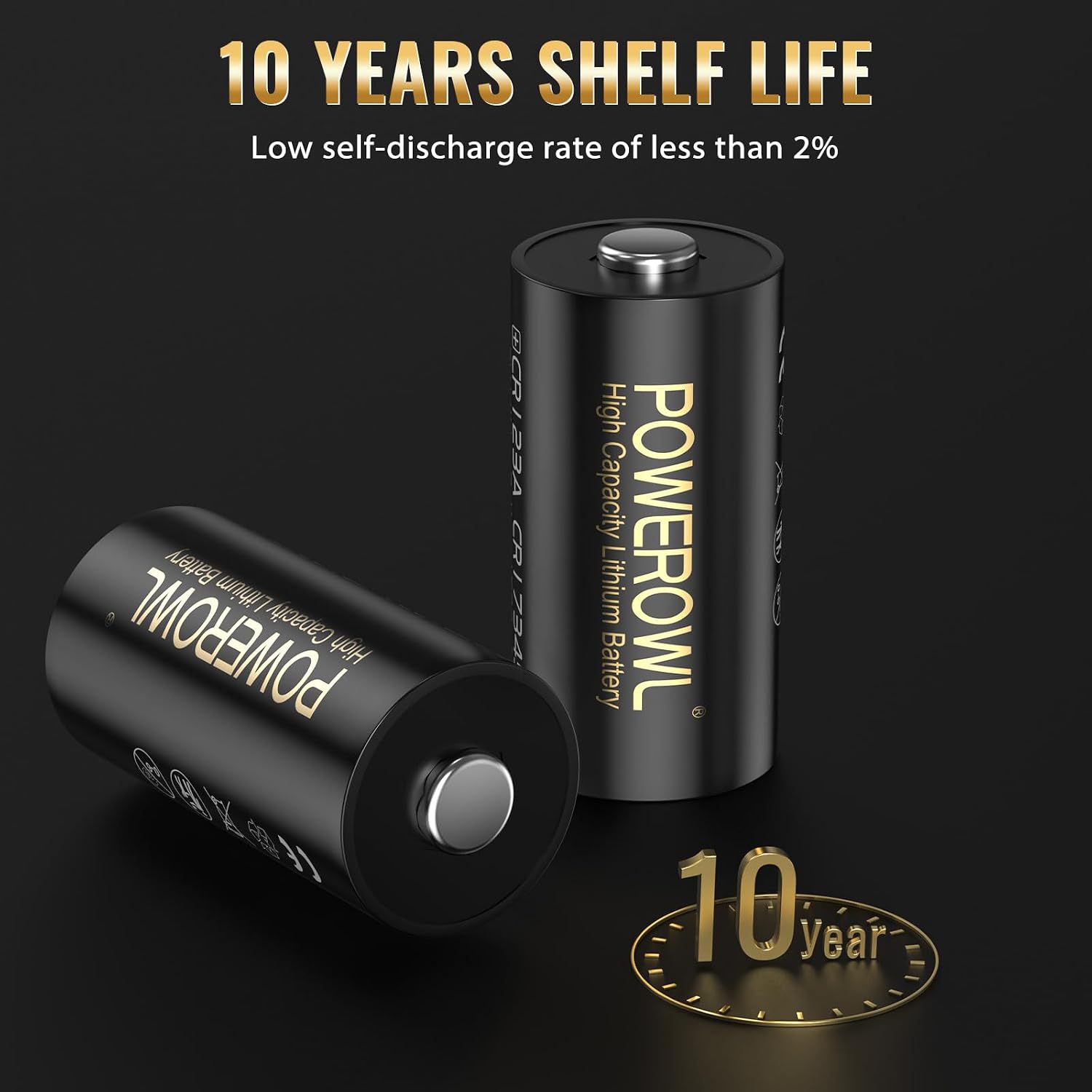 CR123A 3V Lithium Battery 6 Count, High Capacity 123 Batteries, Long-Lasting Power