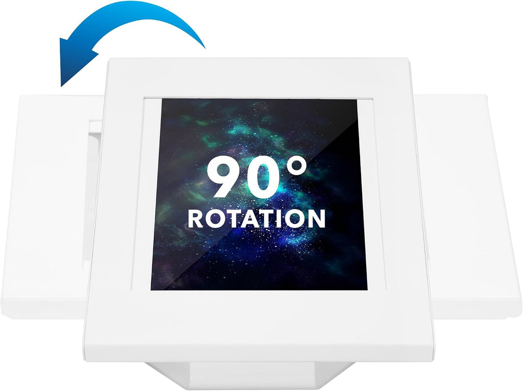 iPad Kiosk Stand, Locking Anti-Theft Tablet Enclosure for Countertop & Wall Mount, 90° Rotating POS Tablet Wall Stand