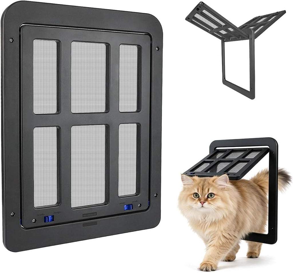 Small Pet Door for Screen Door, Flap Opening 8.3" x 10.3", Window Screen Cat Door Doggy Door, Mesh Door with Magnetic