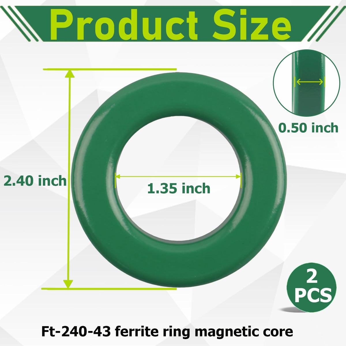 2 Pack Toroid Core FT240-43 Ferrite 2.4 inch
