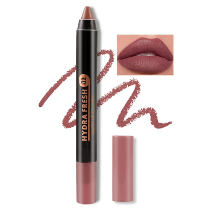 Matte Lip Crayon Lipstik Pencil Velvety Creamy Lip Liner Full Coverage High Pigment Waterproof Long Lasting Lipstick