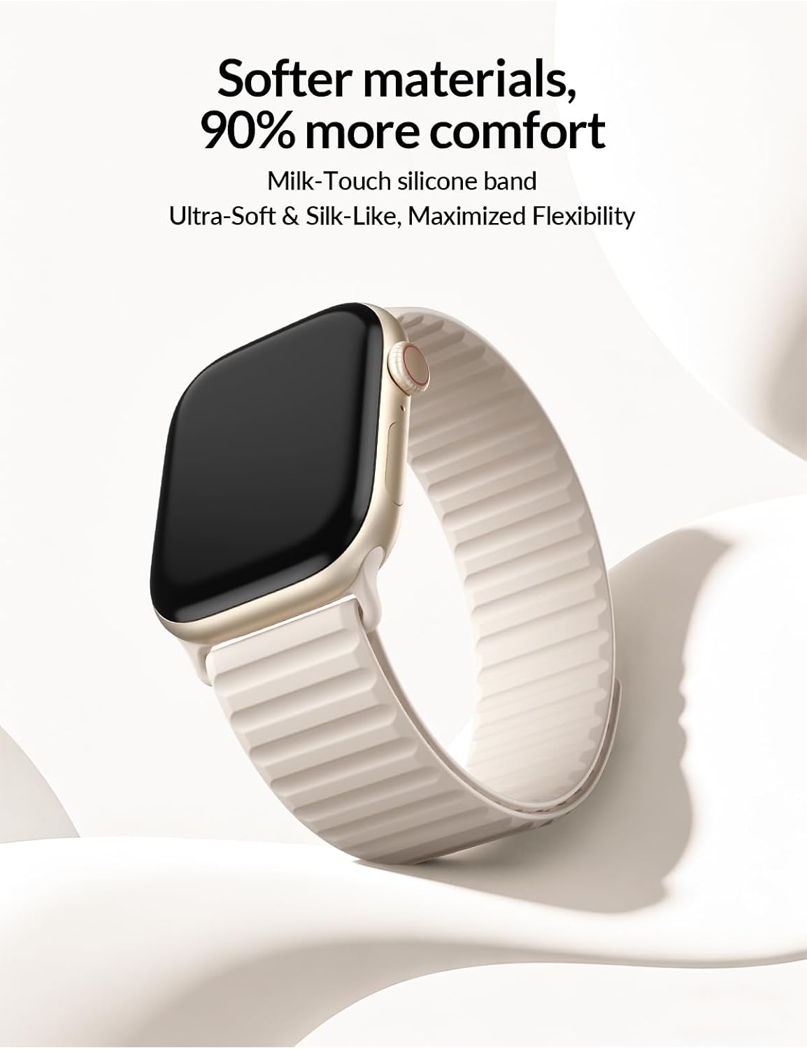 Patented Magnetic Silicone Sport Band for Apple Watch Bands for Women Men | Soft Silicone Solo Loop 40mm 38mm 41mm