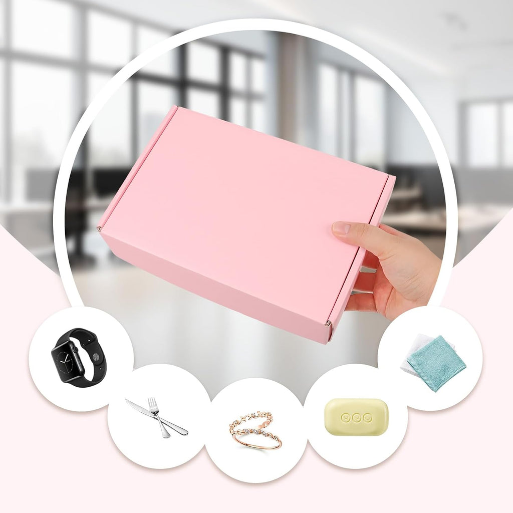 9x6x2 Inch Pink Shipping Boxes, 30-Pack Mailing Boxes for Small Business, Corrugated Cardboard Box for Shipping