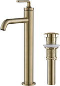 Ramus Single Handle Vessel Sink Bathroom Faucet with Pop-Up Drain in Brushed Gold, KVF-1220BG