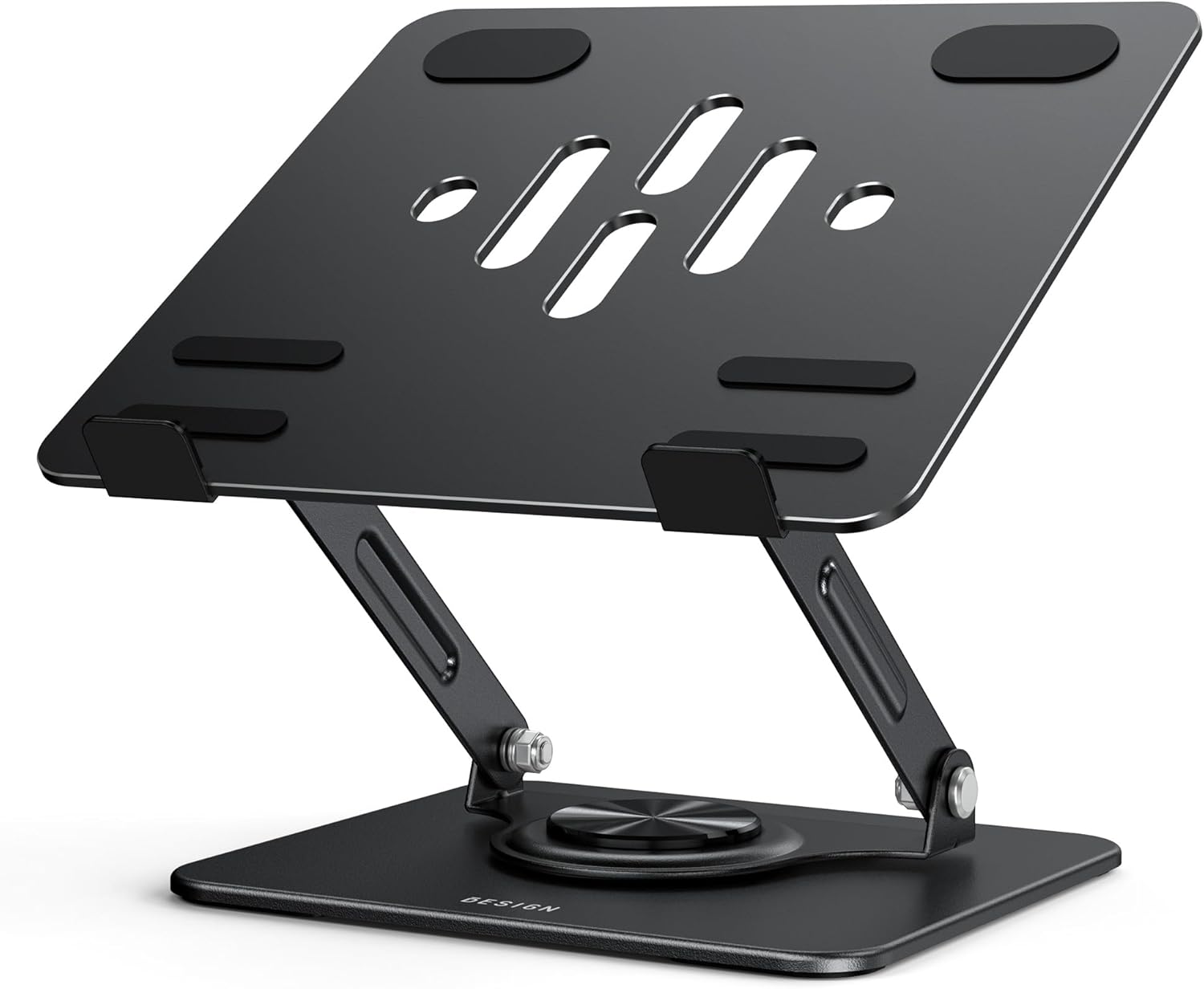 Laptop Stand with 360° Rotating Base, Ergonomic Adjustable Notebook Riser, Foldable Computer Holder Compatible with
