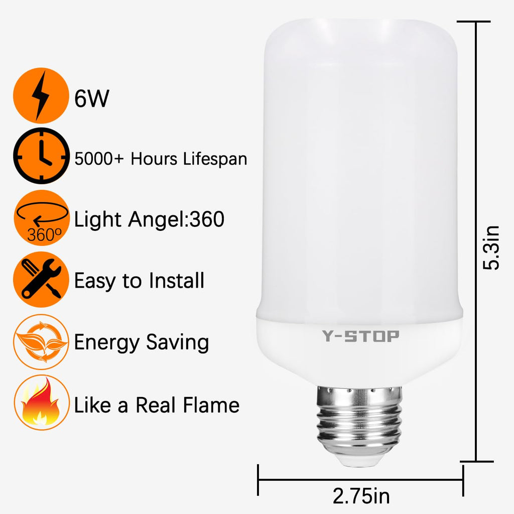 Flame Light Bulbs, Upgraded 4 Modes Fire Light Bulb with Upside Down Effect, E26 Base Flickering Light Bulb for
