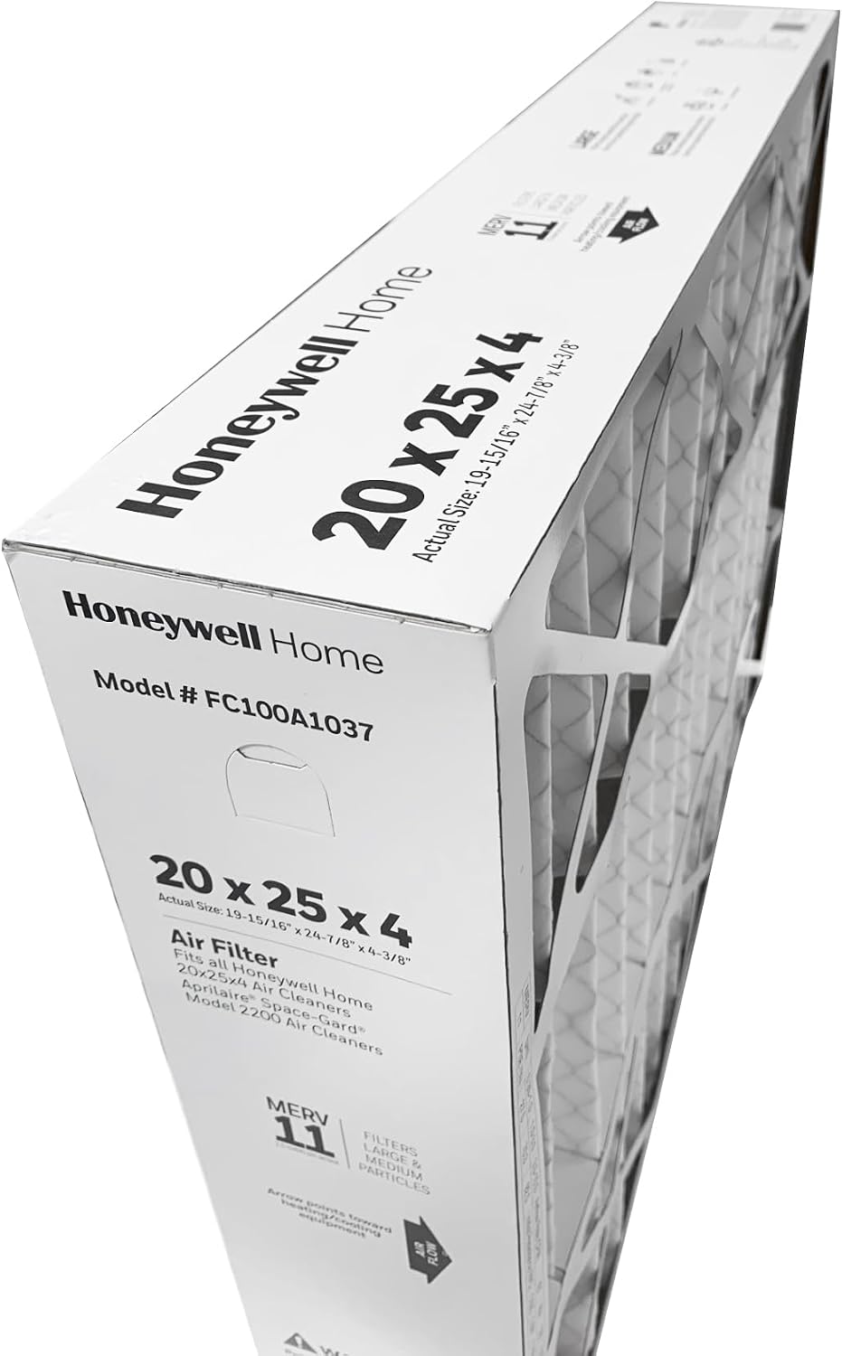 Honeywell FC100A1037-20" x 25" x 4" Pleated Air Filter, MERV 11 Bundle with Same Day Supply Filter Change Reminder