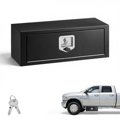 Underbody Truck Tool Box, 27 x 10 x 10 Inch Heavy Duty Steel Trailer Storage Box with Lock & Keys, Waterproof Trailer