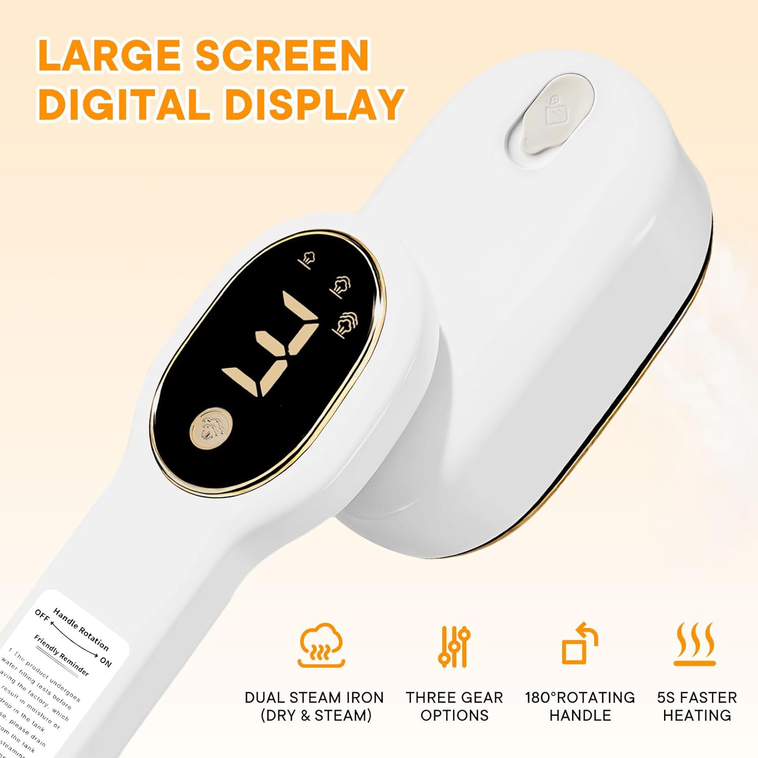 Smart Travel Steamer for Clothes, 1200W Handheld mini travel Steam All-in-One Portable Steamer Iron with LCD Display