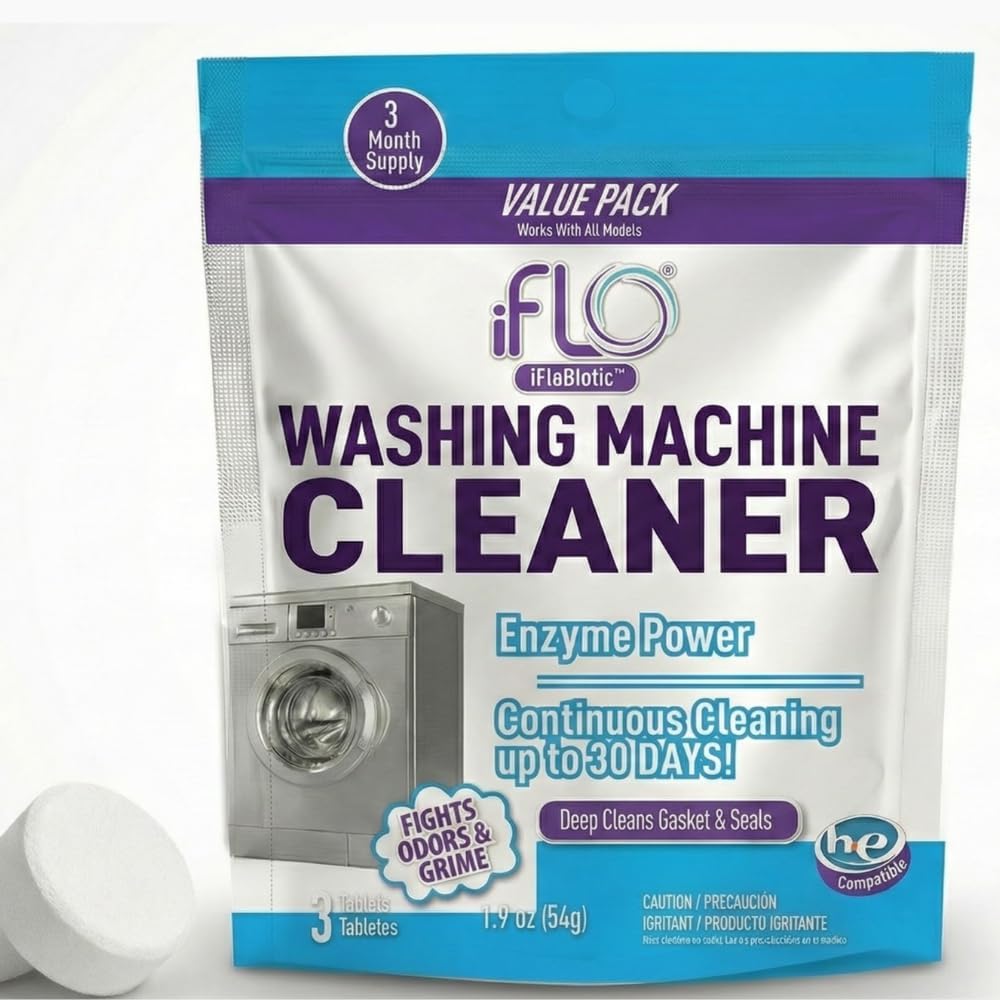 Washing Machine Cleaner Tablets with iFLObiotic, Fresh Scent (3 Pack)