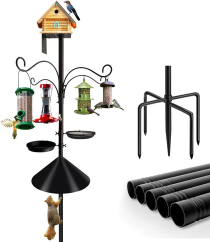 Bird Feeder Pole - 92 Inch Heavy Duty Birdhouse Stand with Squirrel Proof Baffle for Outdoor, Adjustable Bird Feeding
