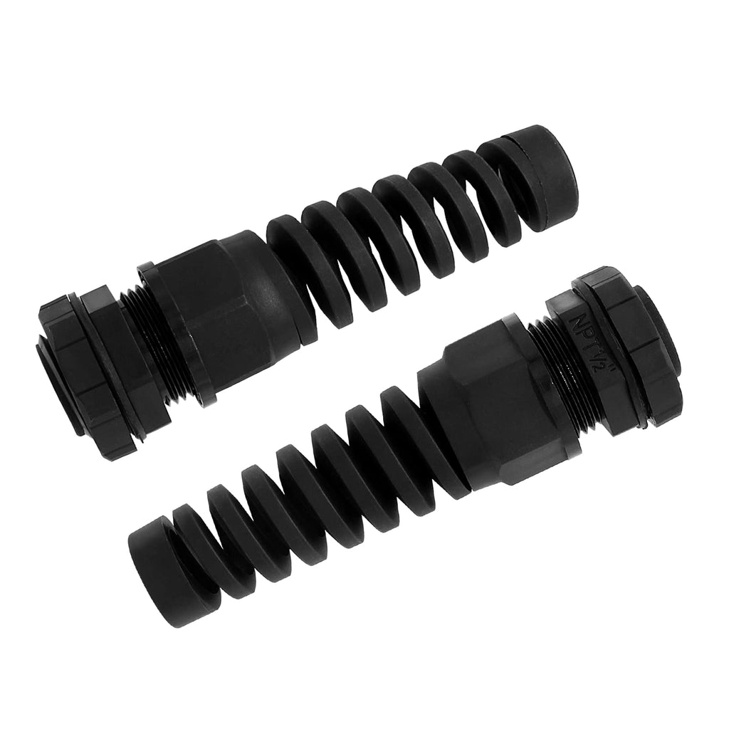 LifCratms 2Pcs NPT 1/2" Black Cable Gland, 7-12mm Cable Range