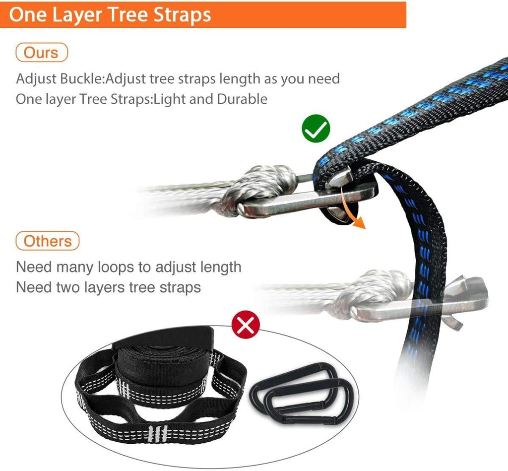 2 * 12Ft Hammock Straps Set, Heavy Duty Tree-Friendly Straps | Hanging Kit with Cinch Buckle 1 Inch Wide 1500 LBS