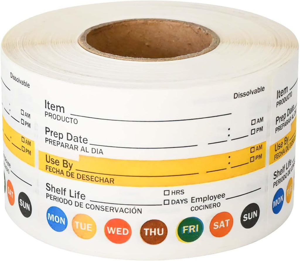 500 Dissolvable Food Labels 2"x3" for Food Rotation