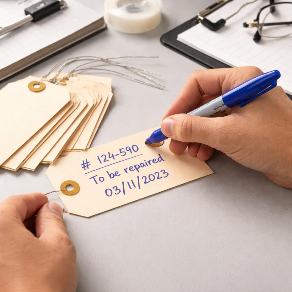 Durable Manila Tags with Wire Attached, #5, 4 3/4" x 2 3/8", 200 Tags