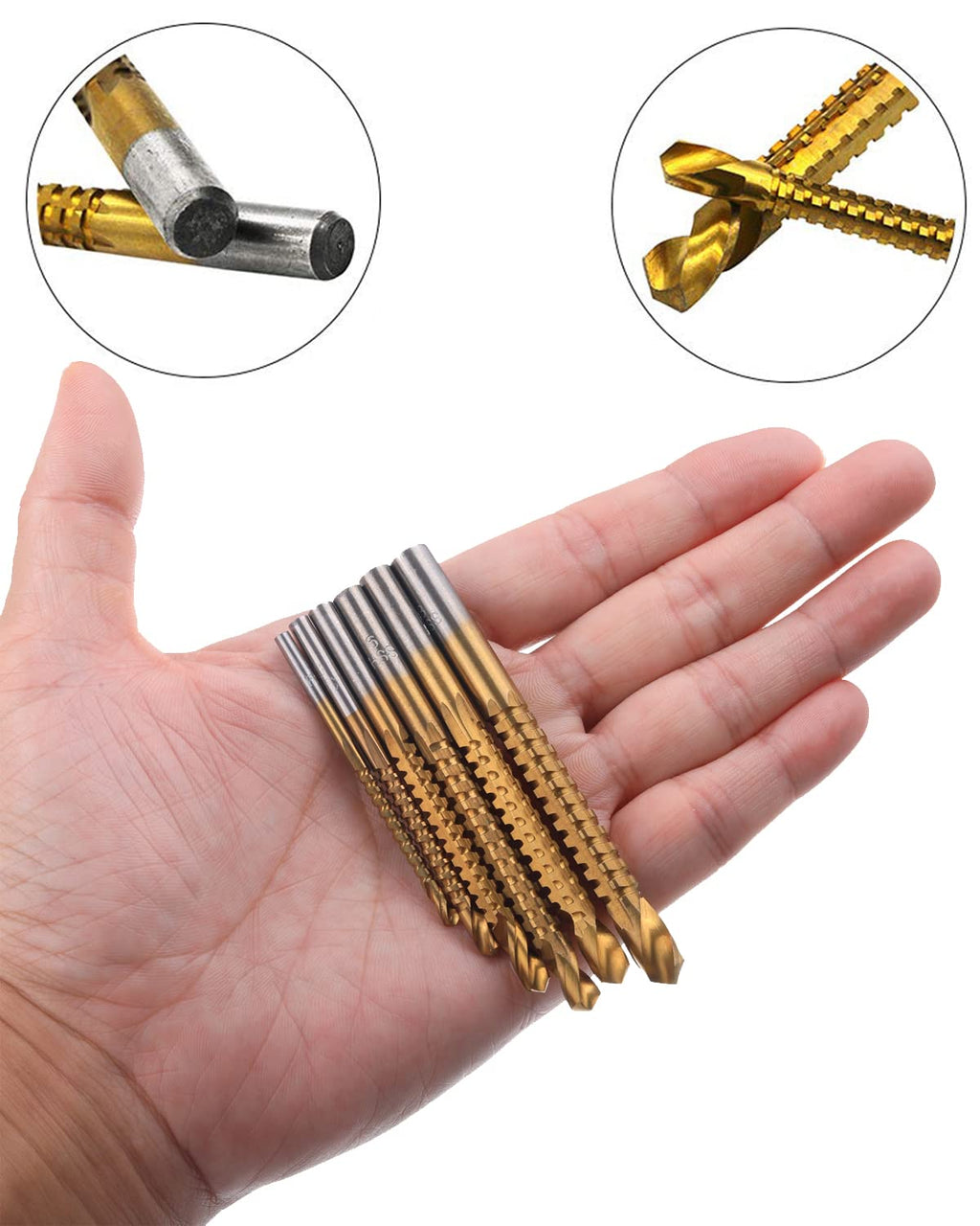 Rocaris 6 Pack 3-8mm Titanium Coated HSS Twist Drill Bits