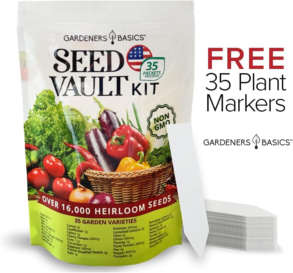 Survival Vegetable Seeds Garden Kit Over 16,000 Seeds Non-GMO and Heirloom, Great for Emergency Bugout Survival Gear
