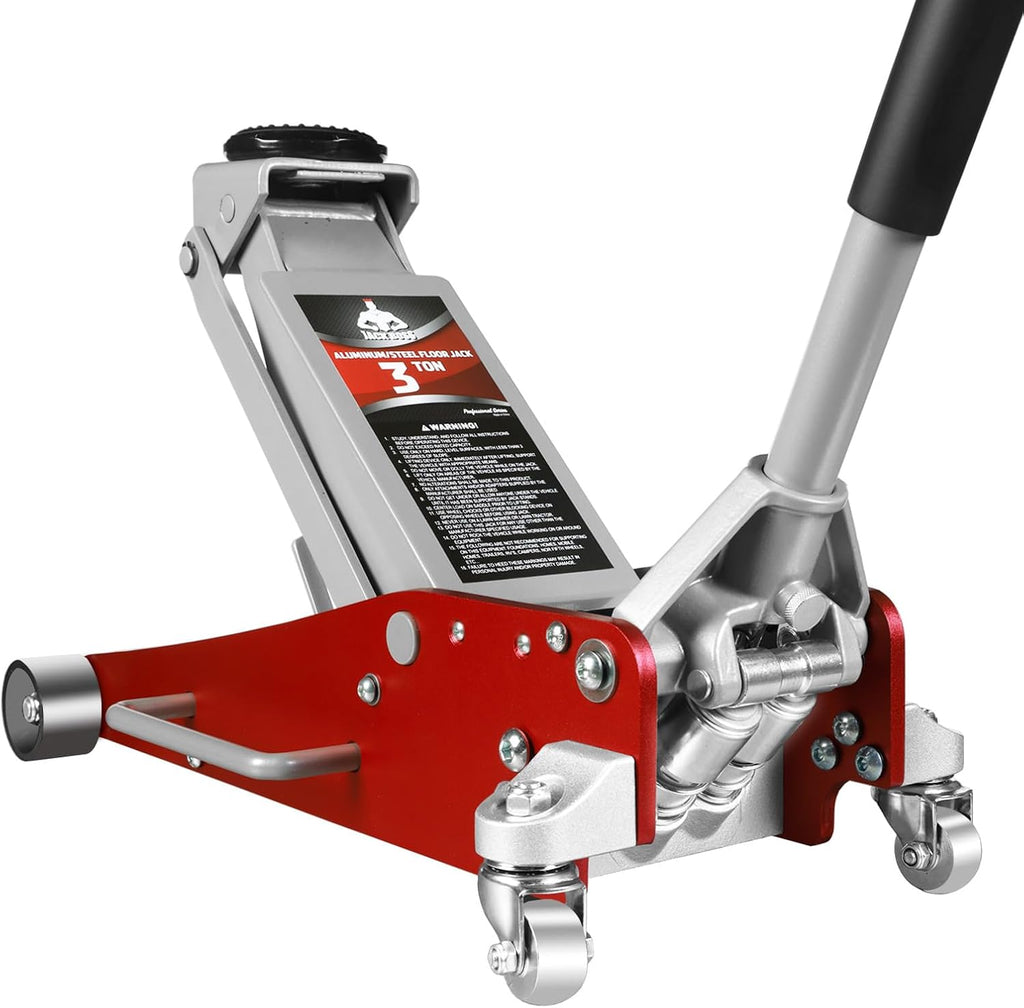 3 Ton Low Profile, Aluminum and Steel Racing Floor Jack with Dual Pistons Quick Lift Pump for Sport Utility Vehicle