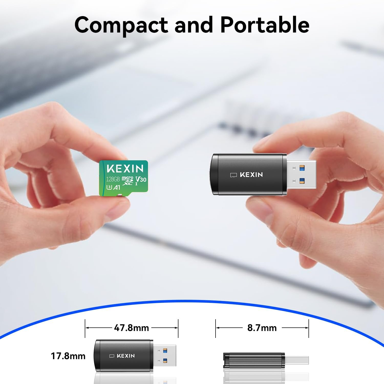 SD Card Reader USB 3.0 Micro SD Card Reader Plug and Play 5Gbps Speed SD Card Adapter for Micro SD, Micro SDHC, Micro