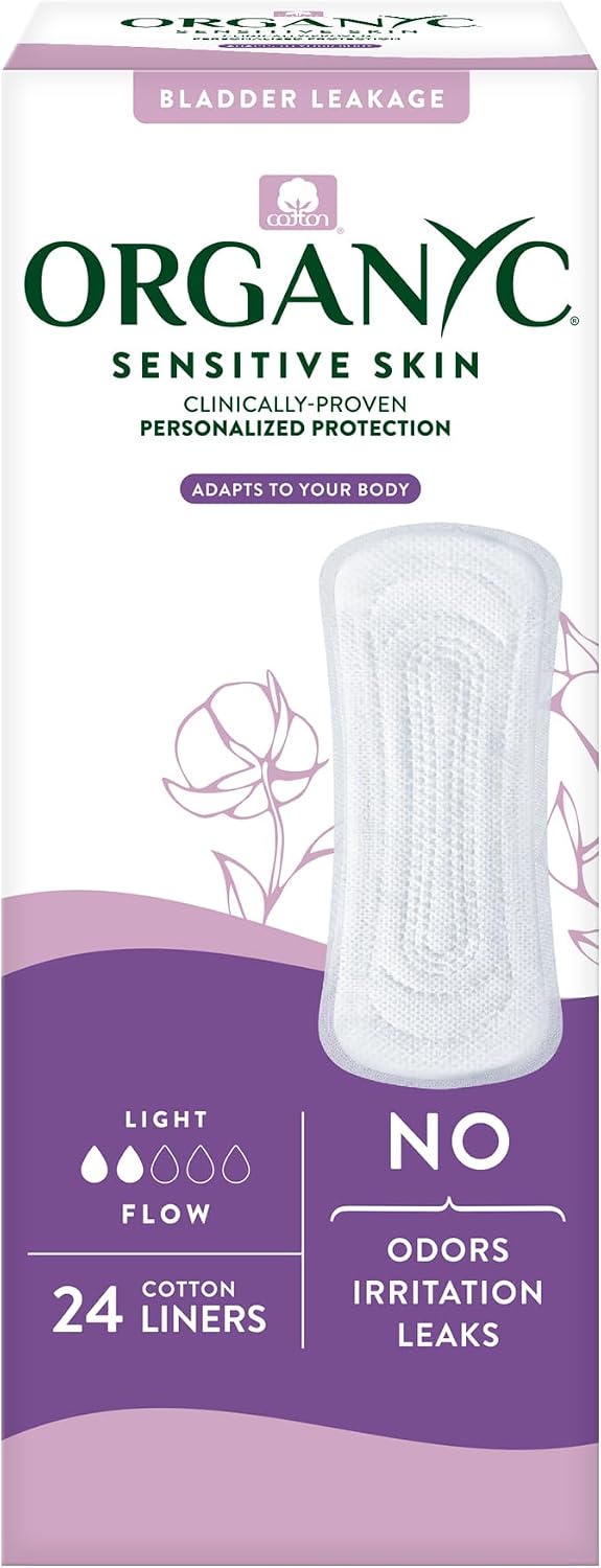 – 100% Organic Cotton Liners for Bladder Leaks, Ultra Thin, 24 Count