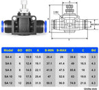 TAILONZ 6mm OD SCF-6 Air Flow Control Valve Push-to-Connect Fitting 5PCS