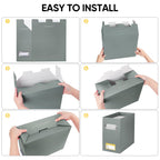 2PK File Organizer Box, Cardboard File Folder Organizer with Handle