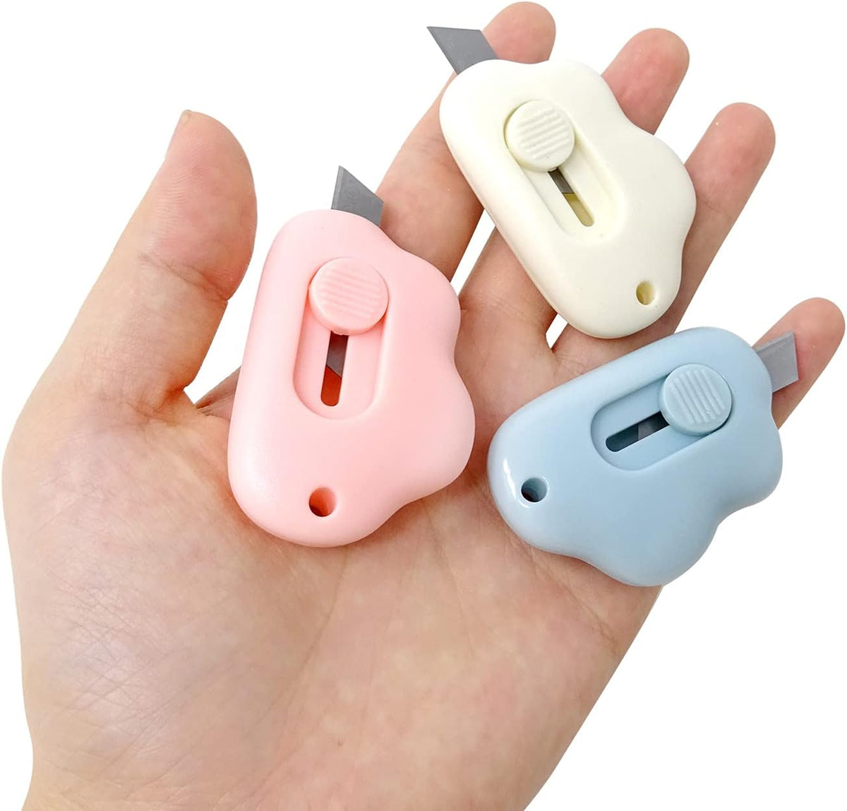 6PCS Creative Cute Cloud Mini Utility Knives Portable Art Knife Retractable Envelope Knife Letter Opener Carton