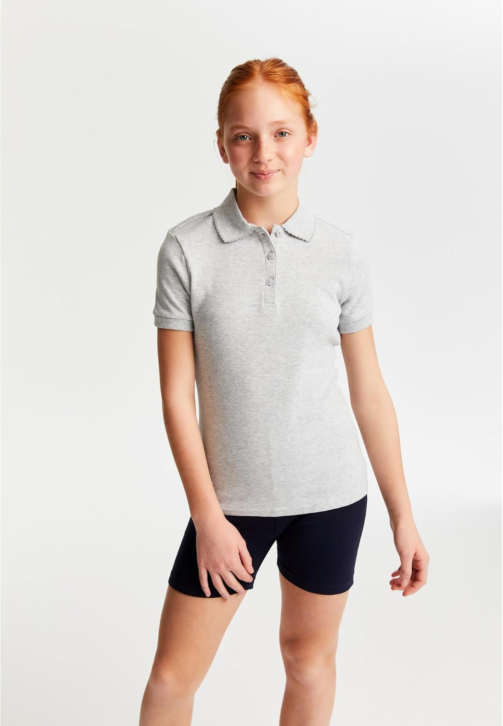 Girls' Stretch Kick Short Biker Shorts, Navy, M (7/8)
