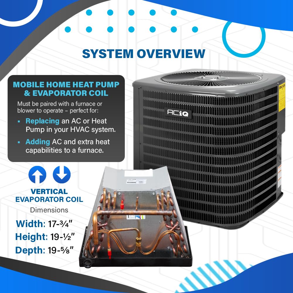 3 Ton 14.3 SEER2 Mobile Home Heat Pump Unit & Coil AC System, 30' Kit