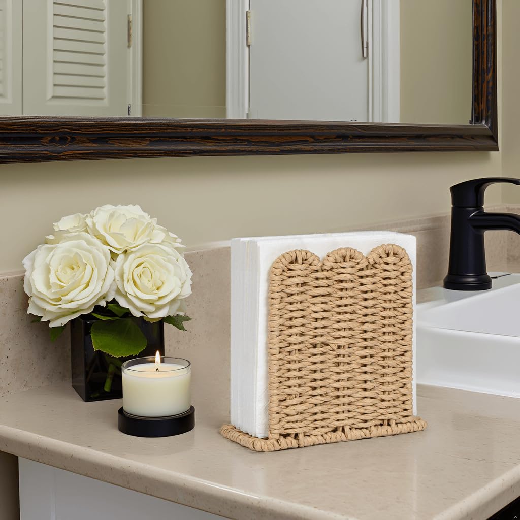 Scalloped Napkin Holder for Table Home Rustic Room Decor