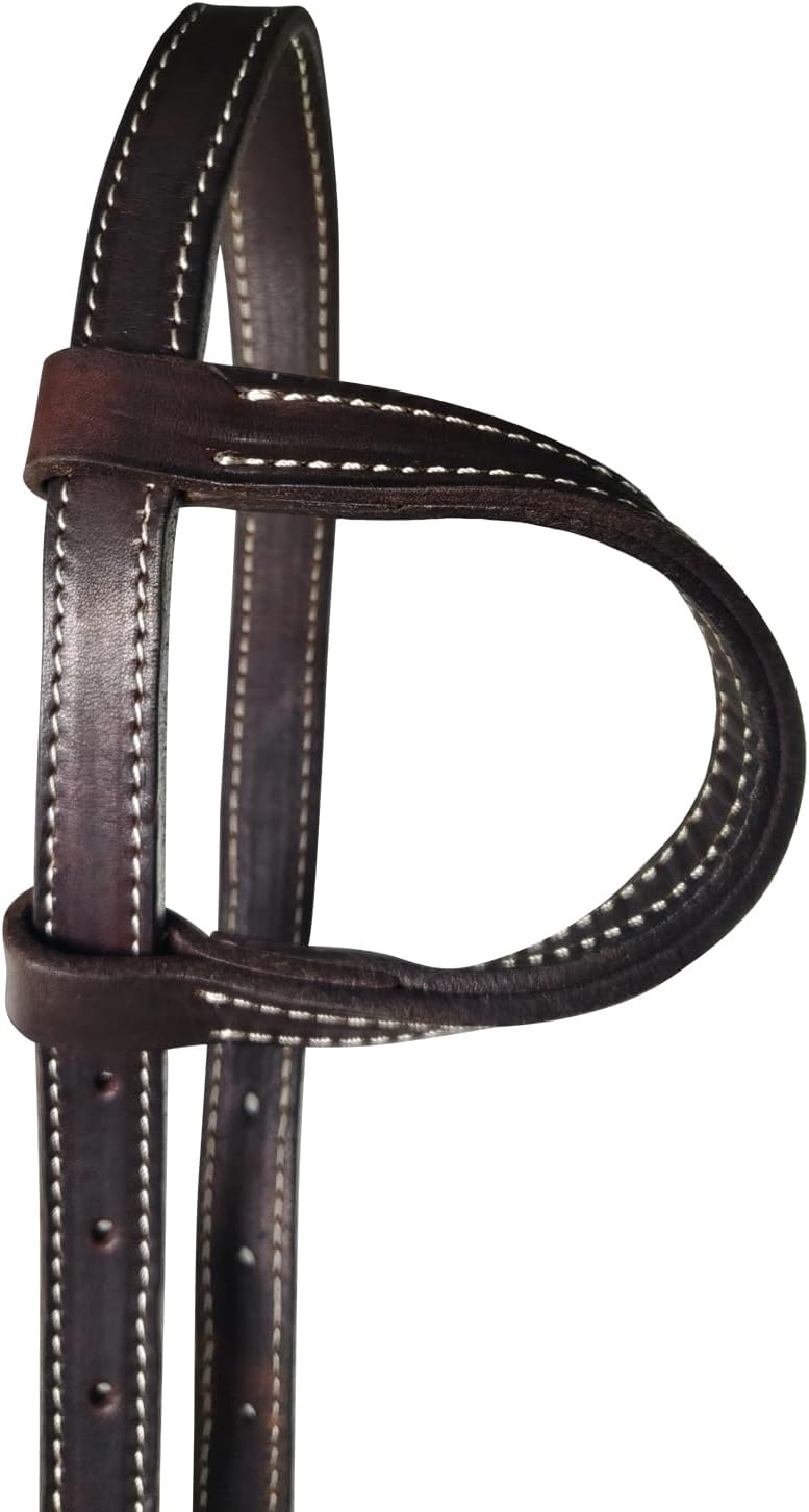 Full Grain Leather One Ear Western Horse Headstall, Brown