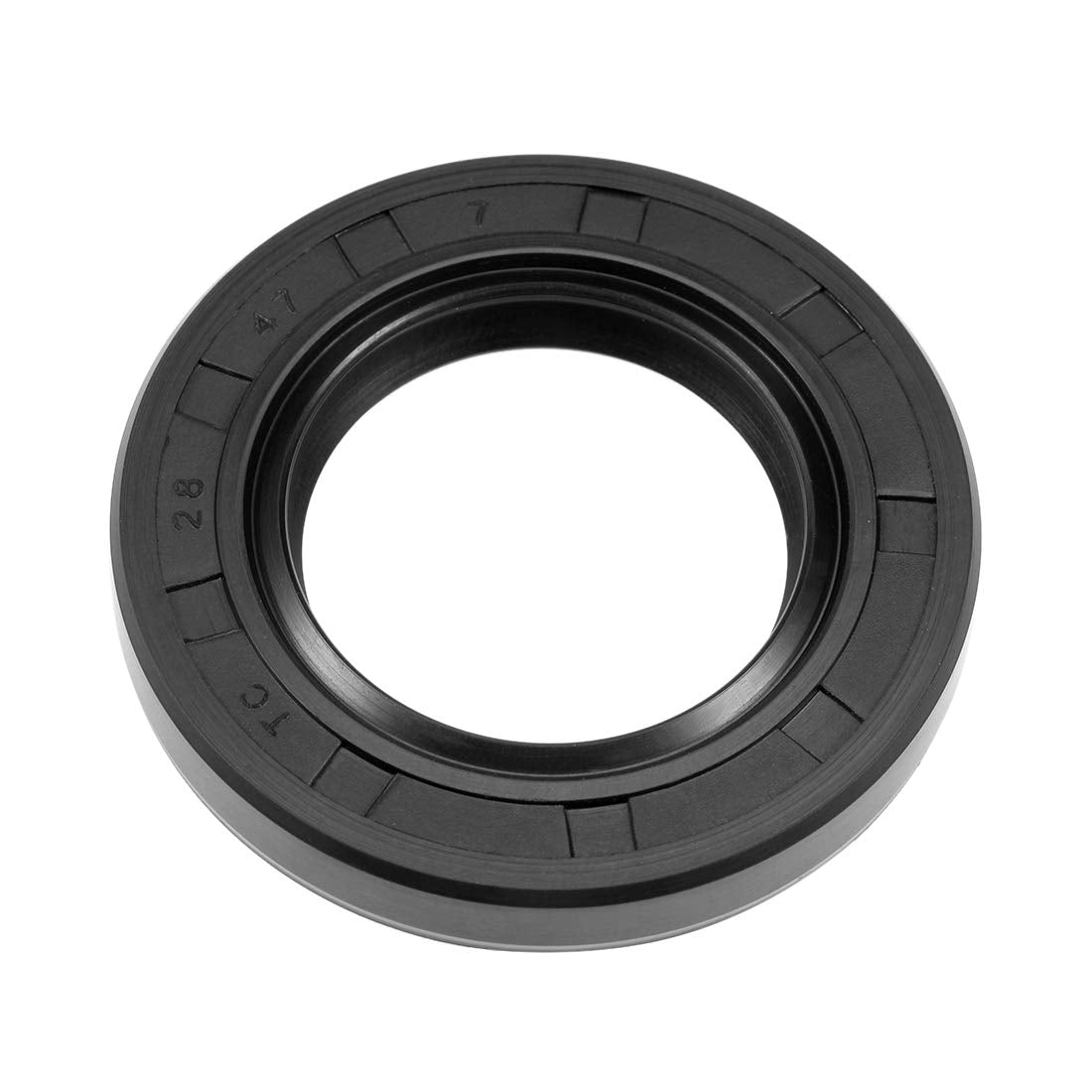 uxcell Oil Seals Rubber TC 28x47x7mm Double Lip w/Spring Black