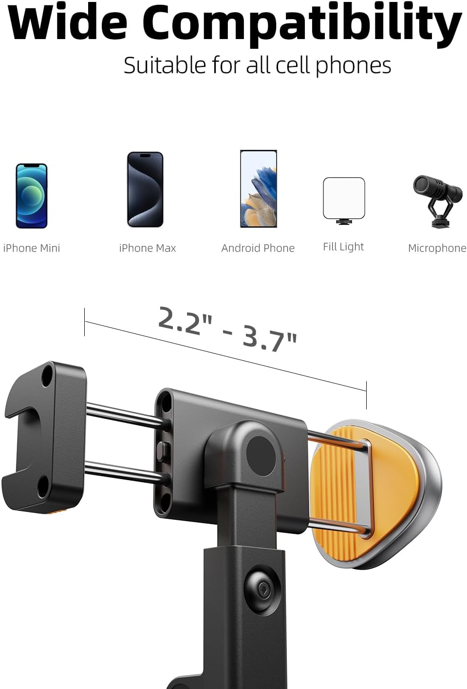 63" Cell Phone Selfie Stick Tripod, Portable Tripod for iPhone with Wireless Remote, Extendable Smartphone Stand