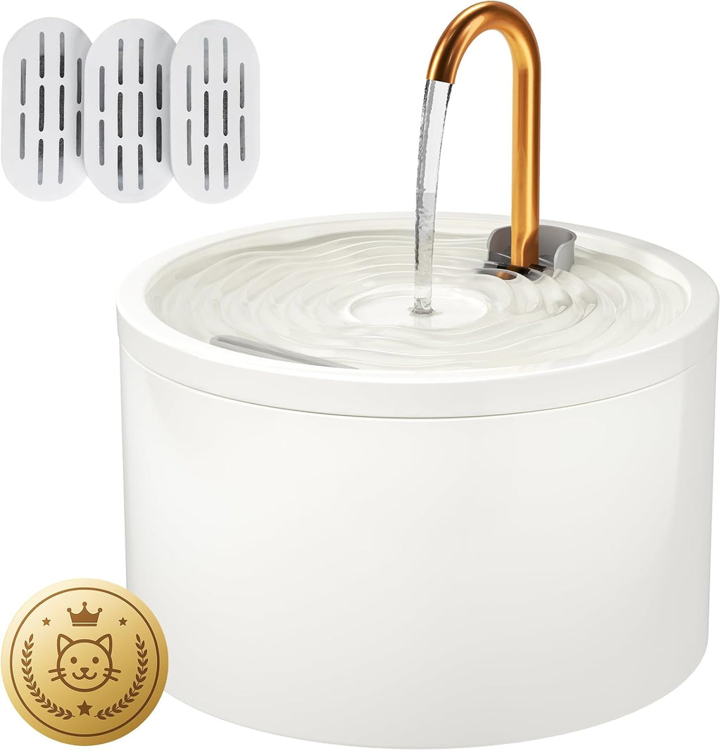 Ceramic Cat Water Fountain, 2.1L/71oz Ceramic Cat Fountain, Automatic Ceramic Water Fountain for Cats, Pet Water