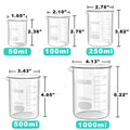 Glass Measuring Beaker Set 50ml 100ml 250ml 500ml 1000ml(Pack of 5) | 3.3 Borosilicate Material, Griffin Low Form