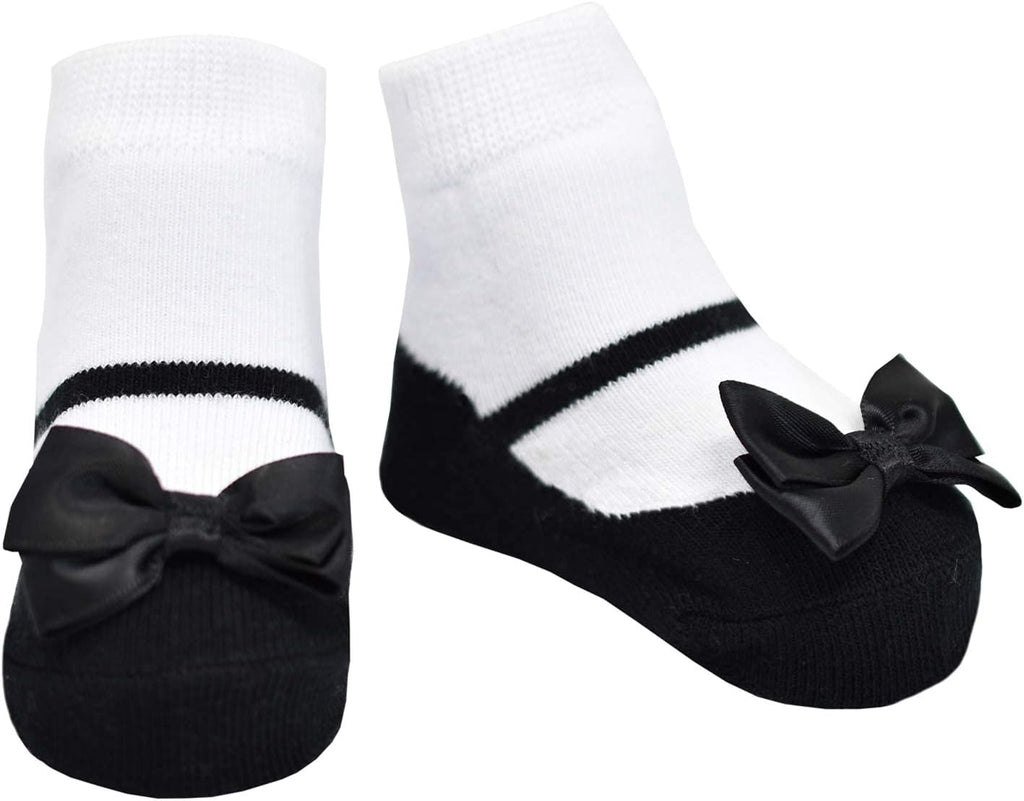 Baby Girl Socks – Shoe Look Styles – 3 Pair Gift Box – Non-Slip Infant Socks – Cotton