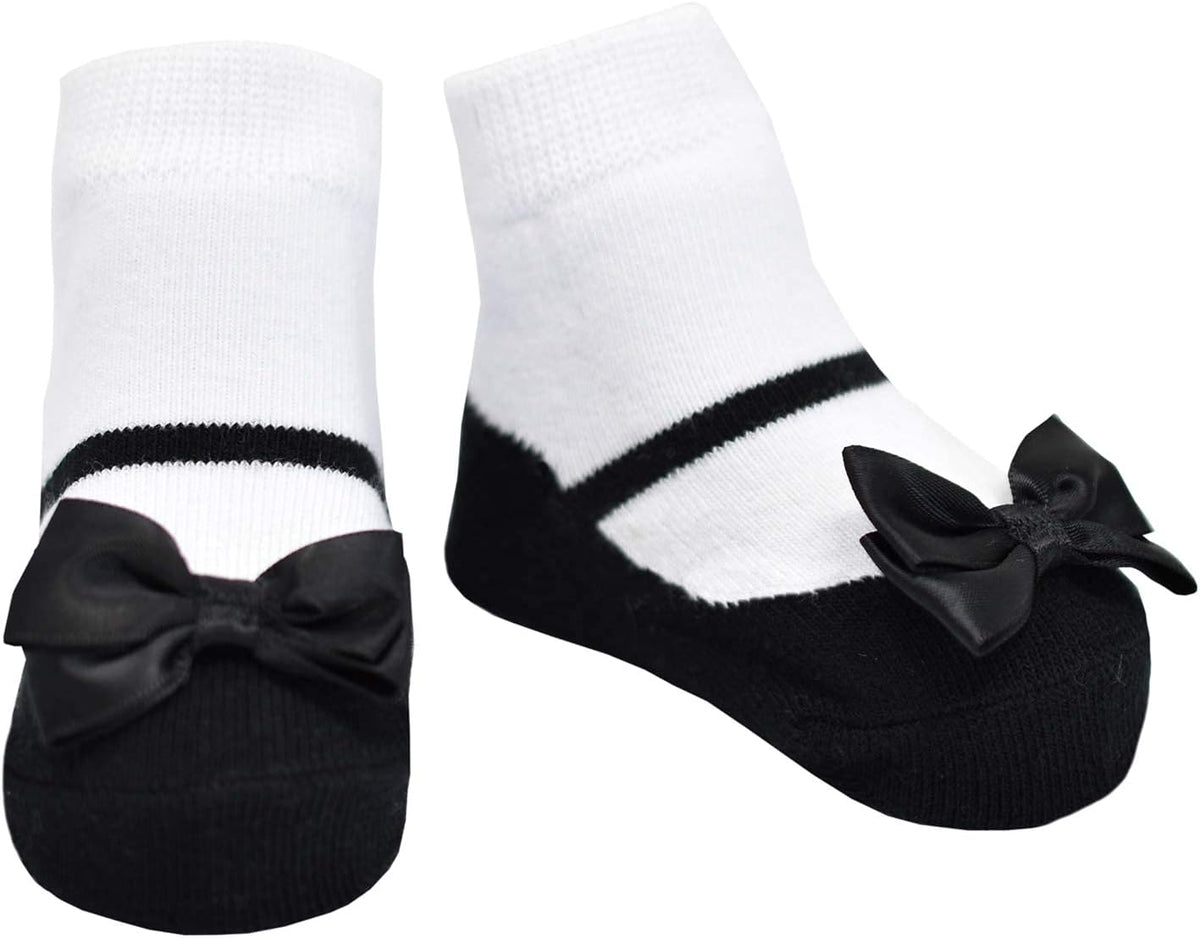 Baby Girl Socks – Shoe Look Styles – 3 Pair Gift Box – Non-Slip Infant Socks – Cotton
