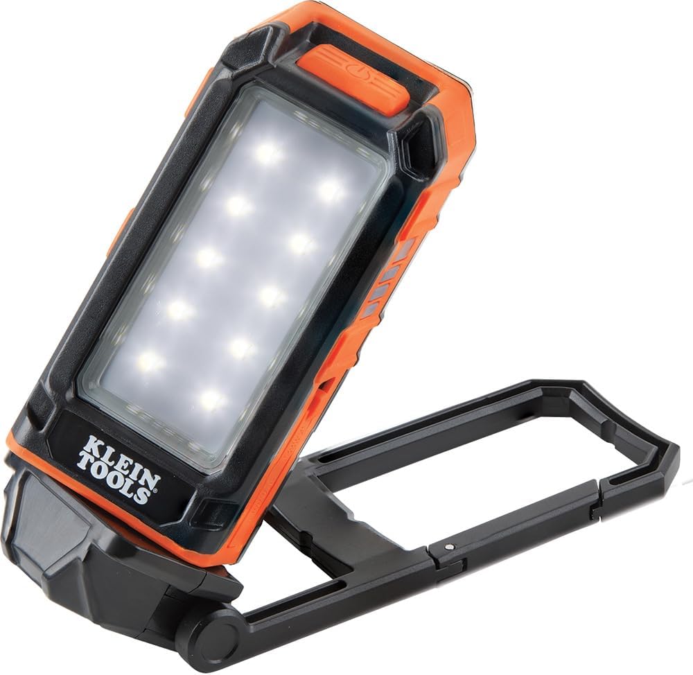 Klein Tools 56403 LED Light, Rechargeable Flashlight/Worklight with Kickstand, Magnetic Mount, and Carabiner, Charges