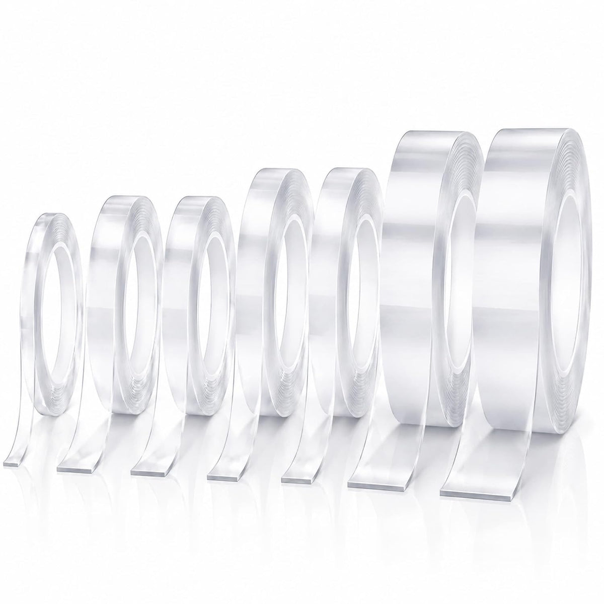 7 Rolls Thin Double Sided Tape, Clear Nano Mounting Tape Kit, Multi Sizes