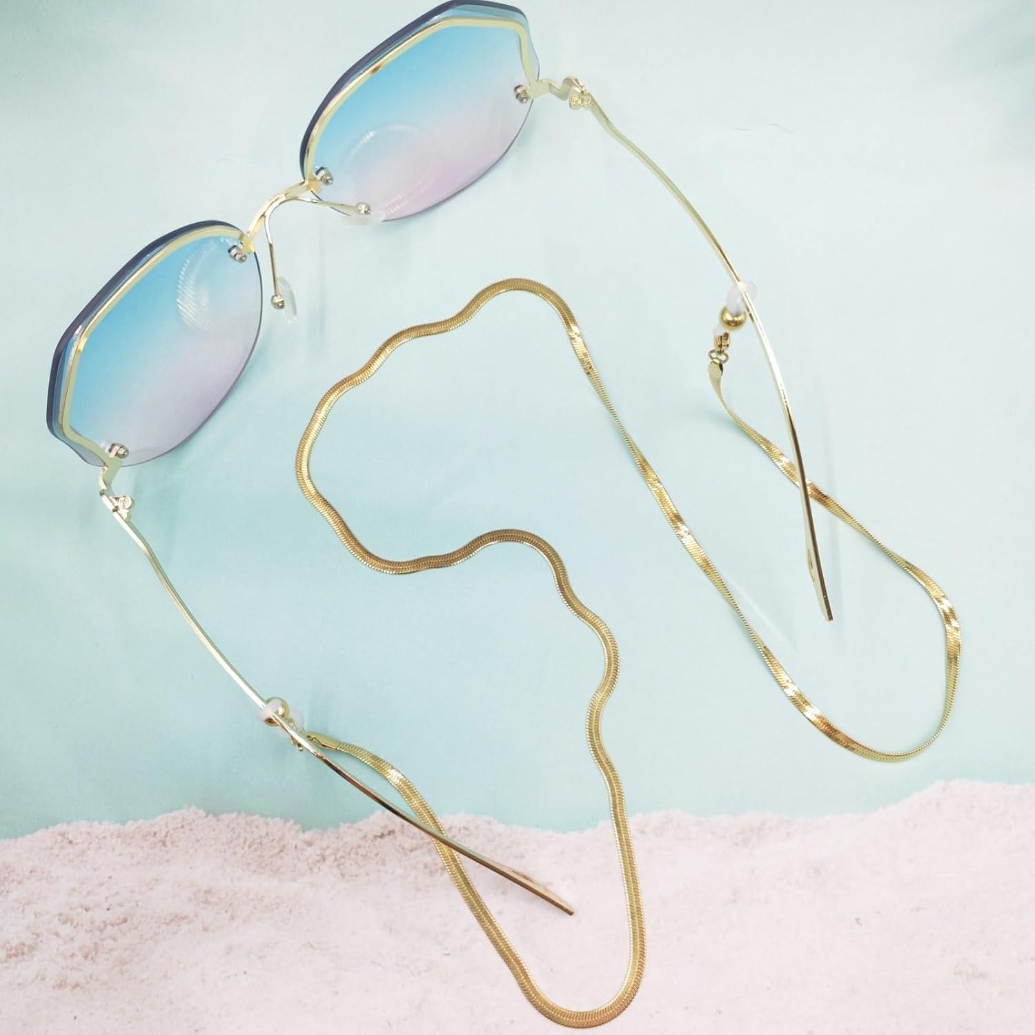 Luxury 18K Gold Eyeglass Chain – Stainless Steel Glasses Holder with Secure Anti-Slip Design, Lightweight &