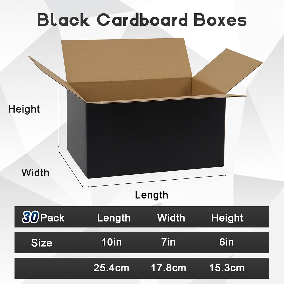 Shipping Boxes Medium 10x7x6 Inches, 30 Pack Mailer Packaging Boxes Bulk, Black Corrugated Cardboard Boxes for Small