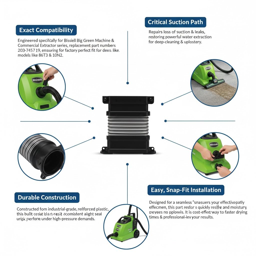 Replacement of BISSELL Nozzle Sleeve Hose for Big Green Carpet Cleaner Models 86T3, 10N2, BG10 & SC6100A – OEM #203-7457