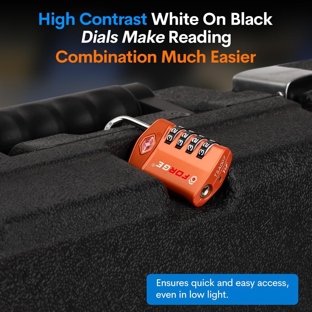 4-Digit Combination Lock, TSA Approved Locks for Luggage, Travel, Gym, School, Suitcase, Backpack, Pelican case, Easy
