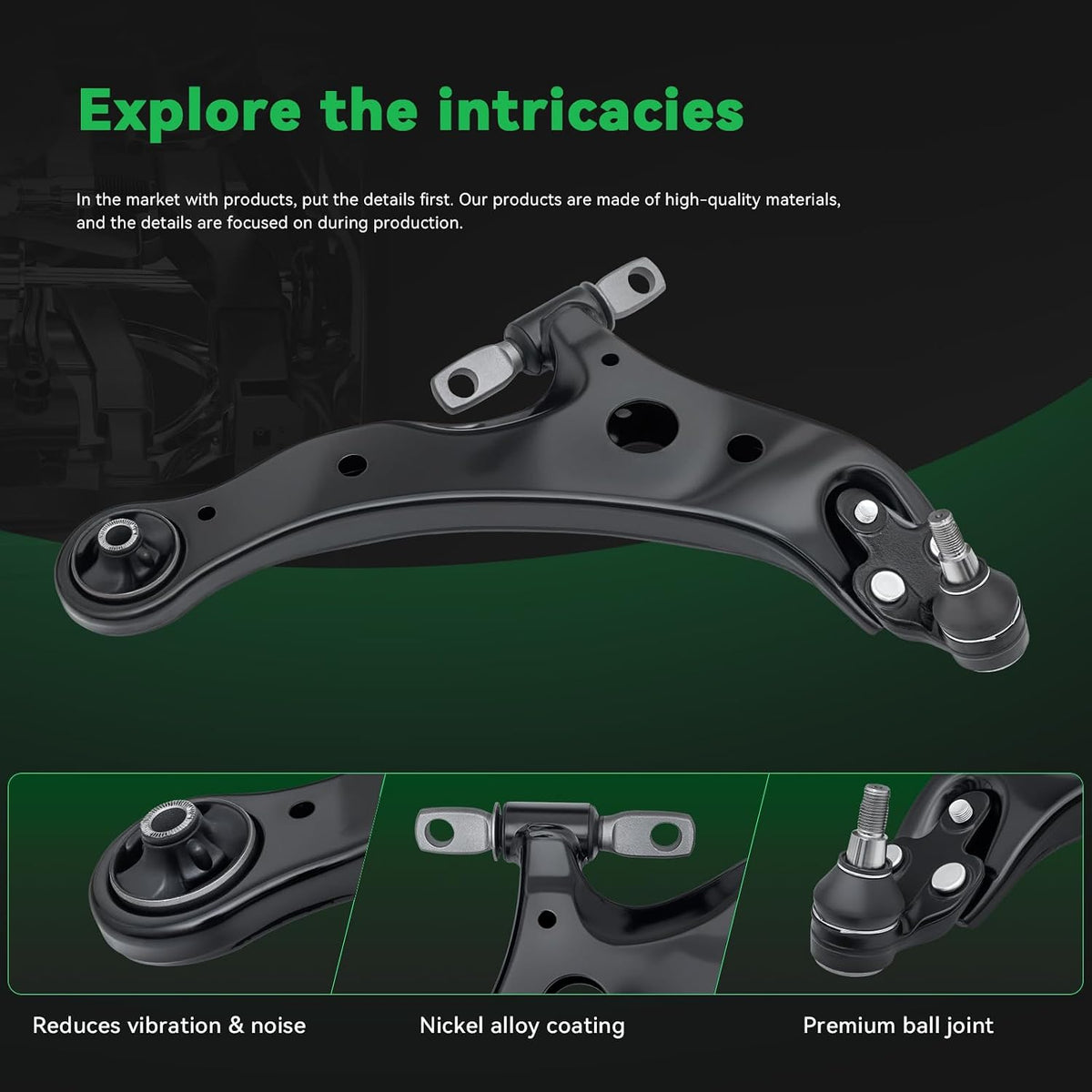 AUQDD 10Pcs Front End Kit Fit For 2012-2017 To-yota Camry, 2013-2018 Avalon, 2 Lower Control Arm w/Ball Joint 2 Sway Bar Link 4 Outer Inner Tie Rod End (# K621476 K621477 K750123 EV801497 ES800930)