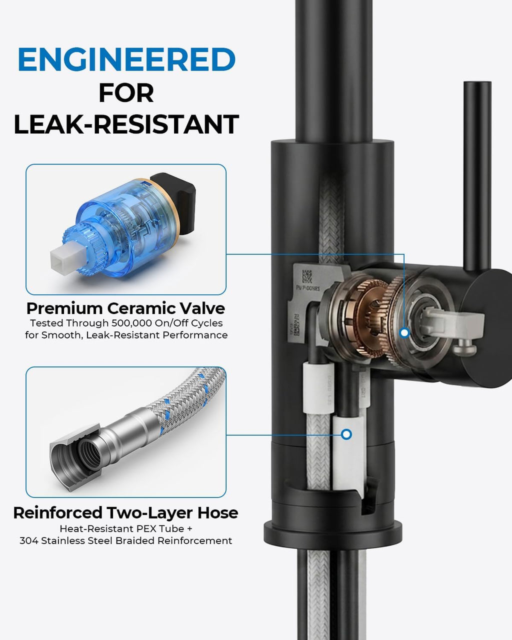 Kitchen Faucet with Glass Rinser, Pull Down Sparyer, 3 Water Modes
