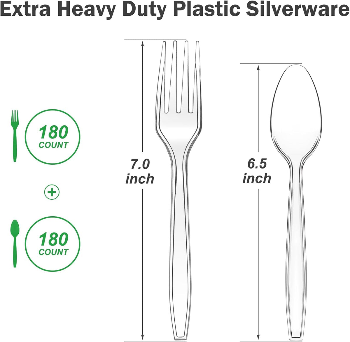 360 Count Extra Heavy Duty Clear Plastic Forks and Spoons