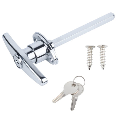Garage Door T-Handle Lock Replacement Kit - Heavy Duty Zinc Alloy with 2 Keys & Self-Tapping Screws for Wood/Metal