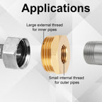 2pcs Brass Reducer Hex Bushing, 3/4" NPT Male to 1/4" NPT Female Adapter