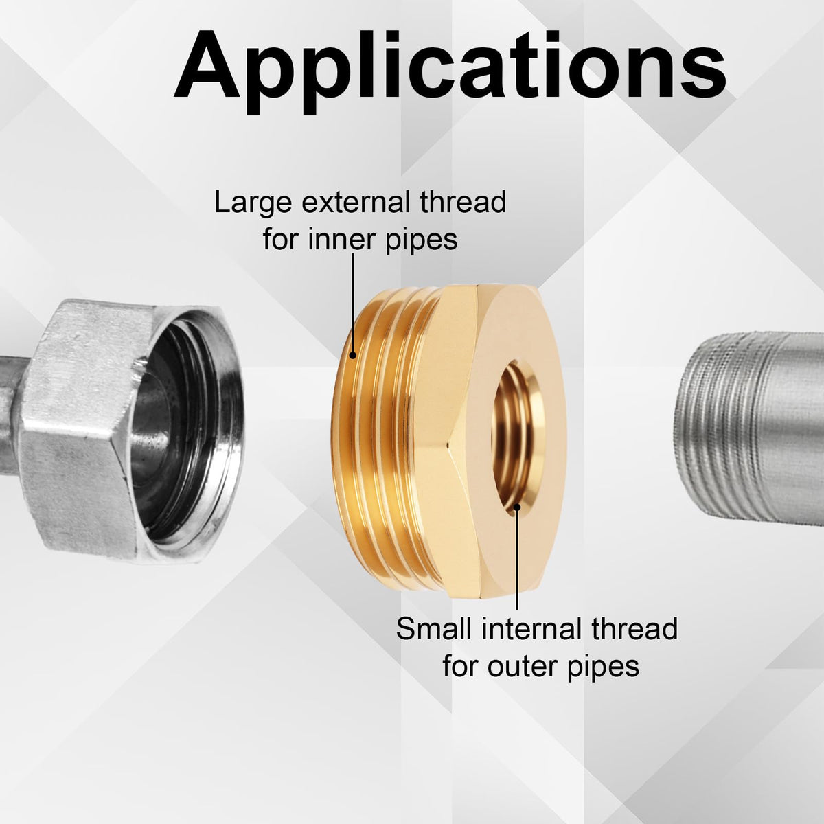 2pcs Brass Reducer Hex Bushing, 3/4" NPT Male to 1/4" NPT Female Adapter