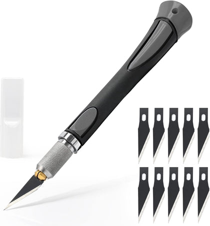 Precision Hobby Knife Set Utility Craft Knife Kit with 10PCS Blades for Art, Working-Stencil, Scoring, Scrapbooking